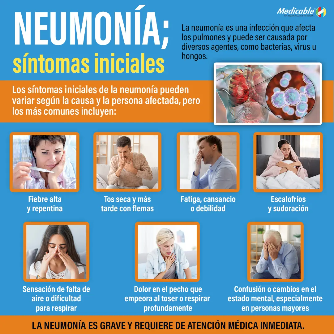 imagen de la infografia Neumonía, síntomas iniciales