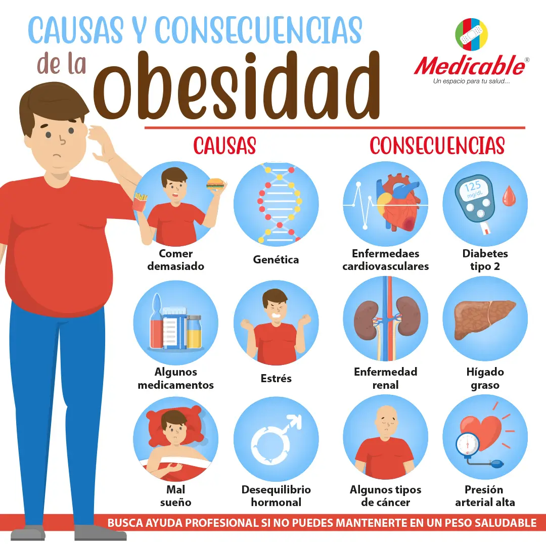 imagen de la infografia Causas y consecuencias de la obesidad