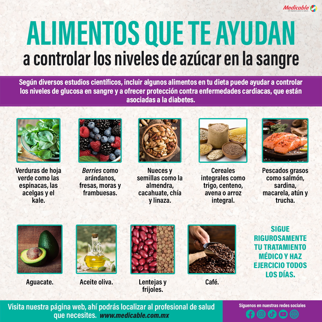 Alimentos que te ayudan a controlar los niveles de azúcar en la sangre.